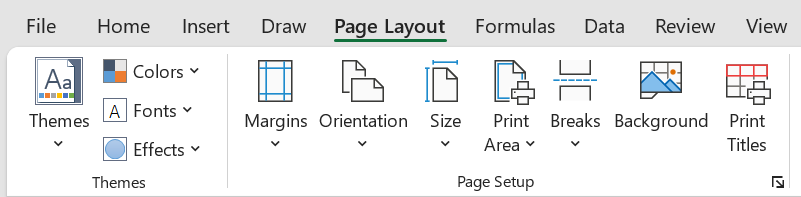 คำสั่ง Print Titles บนแท็บ Page Layout
